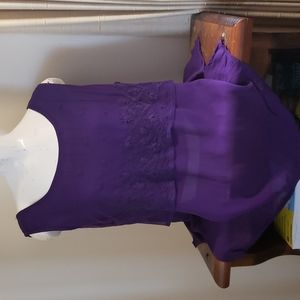 Purple sleeveless mesh top with lace lined  bodice.Bin#5